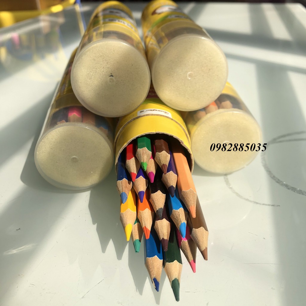 Bút chì màu dạng cốc BenFang (nắp kèm gọt chì) và GuangBo 18 màu