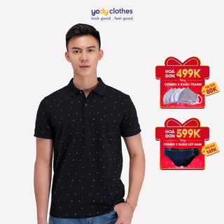 Áo thun polo nam YODY họa tiết hải âu vải mắt chim cao cấp thoáng mát APM4349