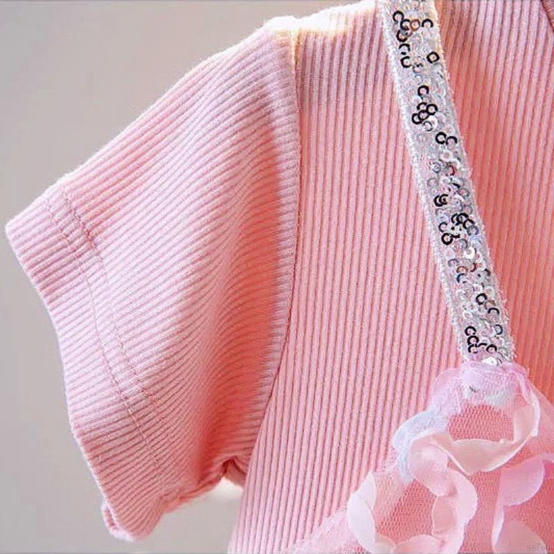 Váy Công Chúa Tay Ngắn Dễ Thương Se7En Cho Bé Gái Từ 1-6 Tuổi