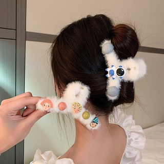 Kẹp Tóc Hàn Quốc Kẹp Càng Cua Phối Lông Hoạ Tiết Hoạt Hình Xinh Xắn