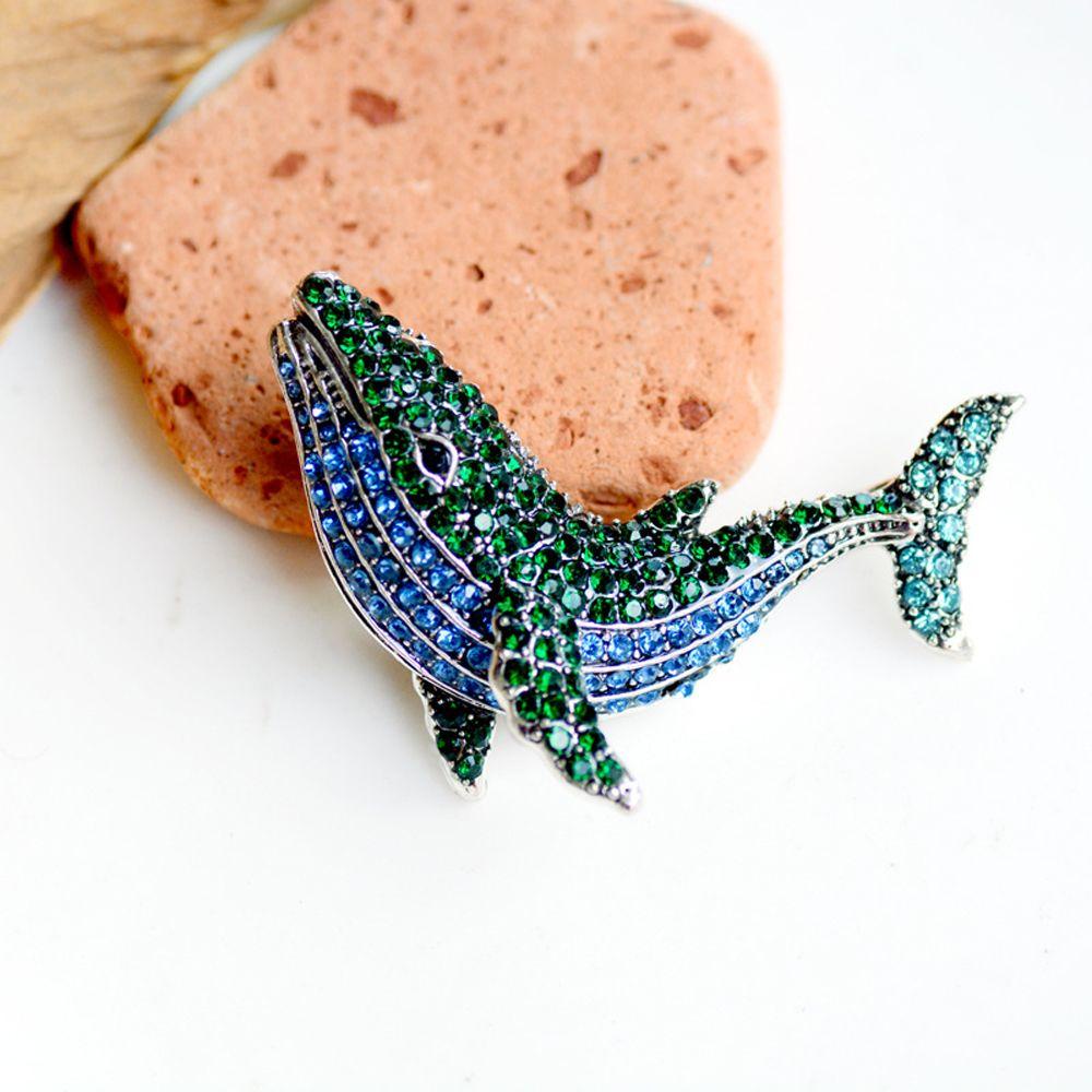 JARRED Trâm Cài Áo Hình Cá Voi Bằng Hợp Kim Đính Đá Phong Cách Hàn Quốc