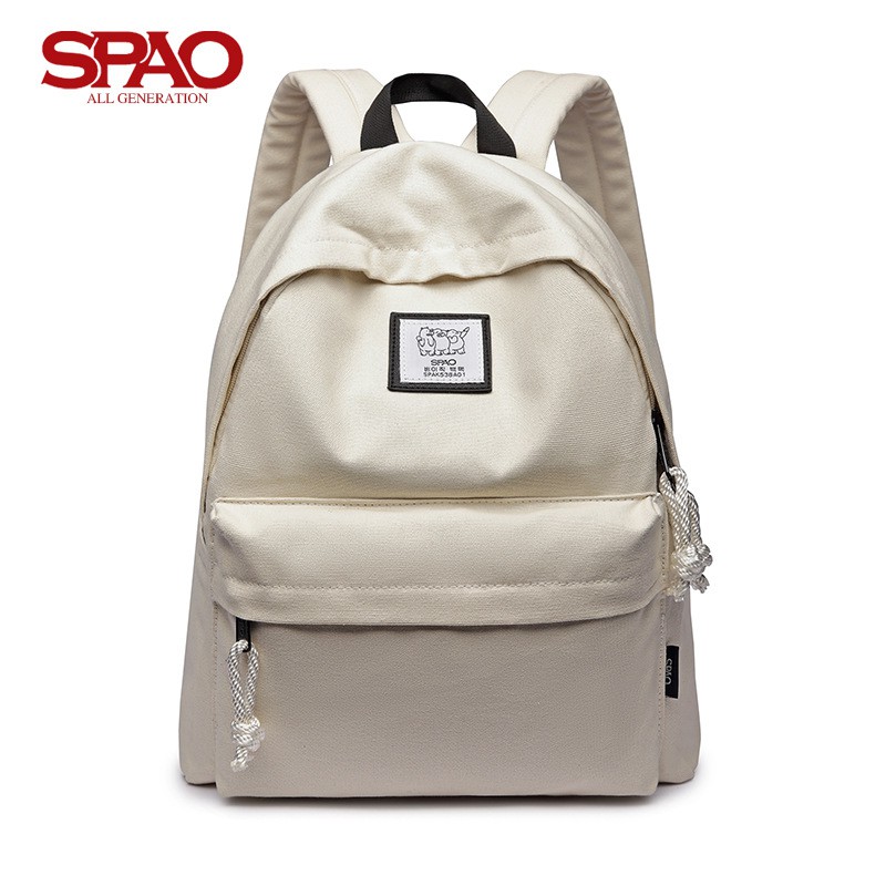 SPAO Women's canvas backpack Korean version of the simple tide college student bag