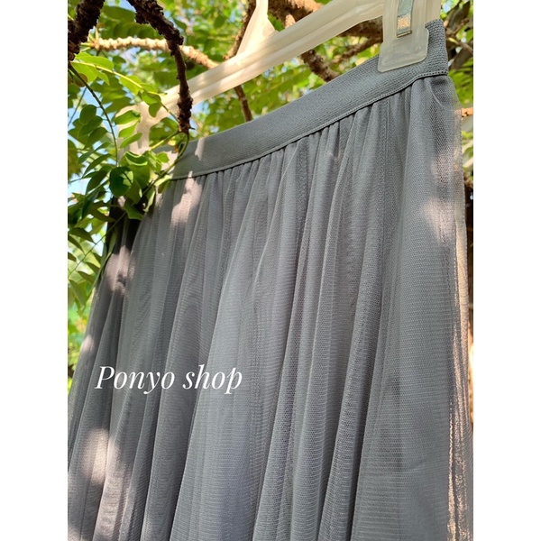 Chân váy voan lưới xếp ly 3D