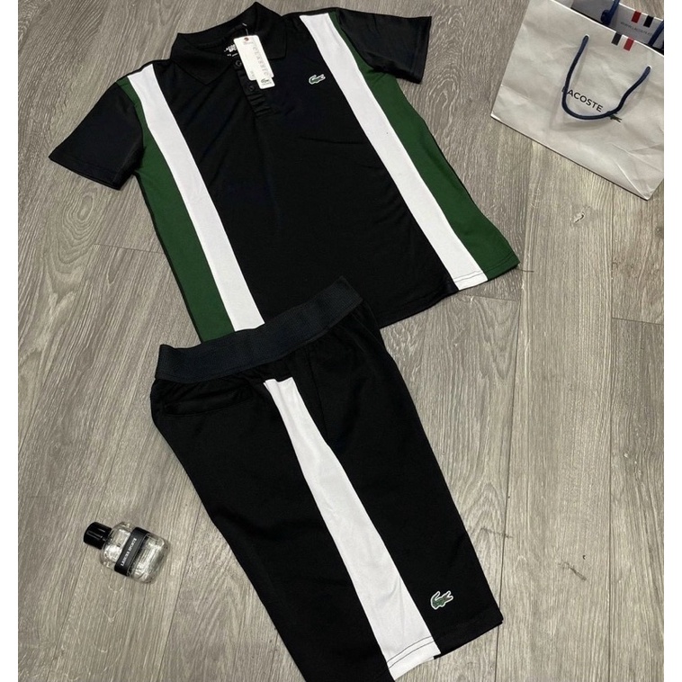 Bộ thể thao polo thời trang có hoạ tiết logo, Bộ cộc tay có cổ mùa hè phong cách hàn quốc cotton btshop từ 45 đến 75 kg