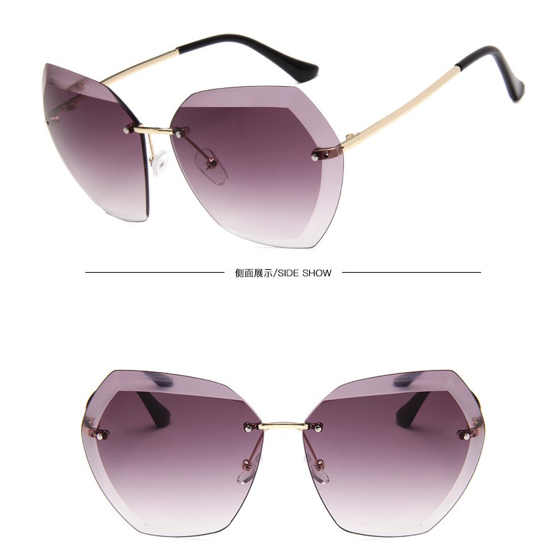 Kính râm nữ oversize tròng vuông không viền