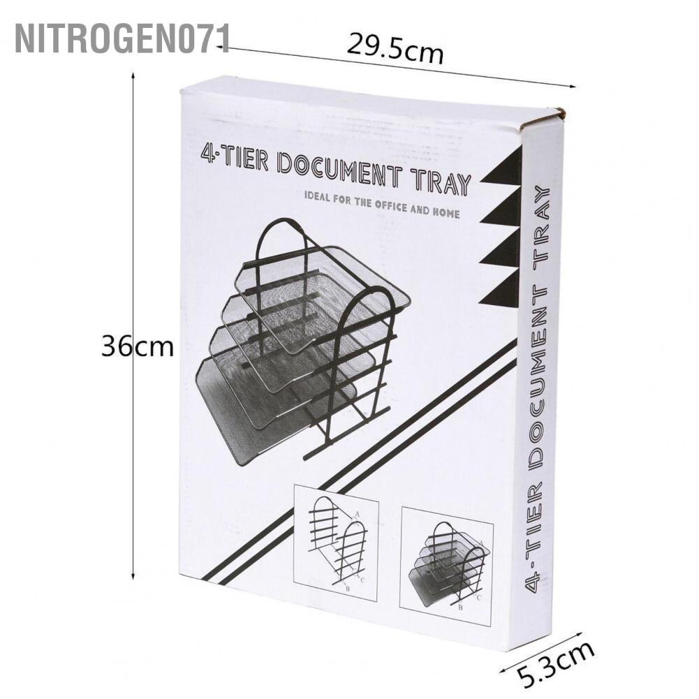 Giá sách, giá sách được sắp xếp trên kệ tài liệu/Máy tổ chức tệp để bàn 4 ngăn Lưới kim loại bền Bộ sắp xếp trên máy tính lắp ráp đơn giản Nitrogen071