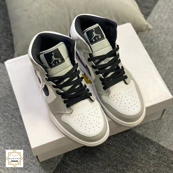 (FREESHIP+FULLBOX) Giày Thể Thao AIR JORDAN 1 Retro High Light Smoke Grey Cao Cổ Xám Logo đen Clever Man Store