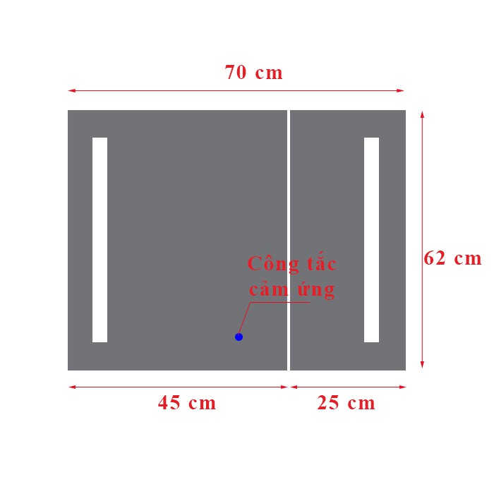 Tủ gương phòng tắm thông minh SMHome NT03 (70 x 62cm) - Tích hợp đèn Led và công tắc cảm ứng trên gương