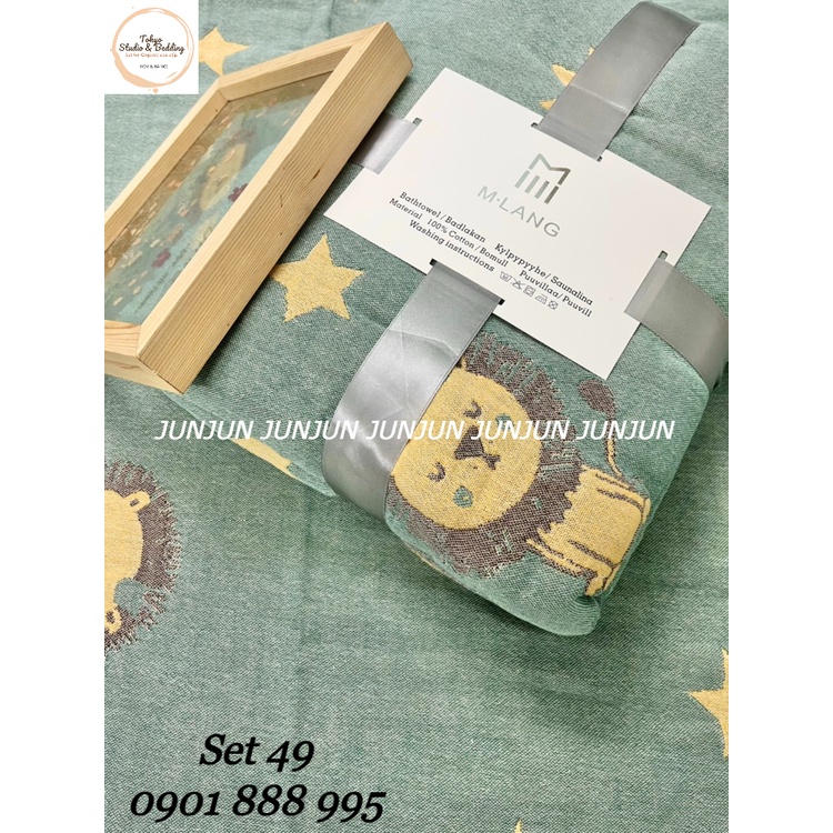 N23_SET Chăn Ga Gối vải Xô Organic cotton dòng cao cấp