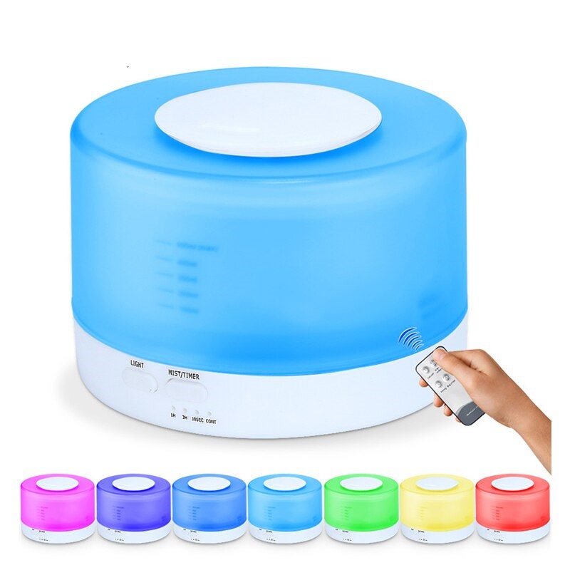 MÁY PHUN SƯƠNG 🍒FREESHIP🍒 MÁY KHUẾCH TÁN TINH DẦU TRỤ TRẮNG TO 500ML Kèm Điều Khiển