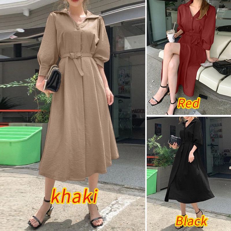 Đầm dài Zanzea tay 3/4 thời trang công sở tùy chọn màu sắc cho nữ