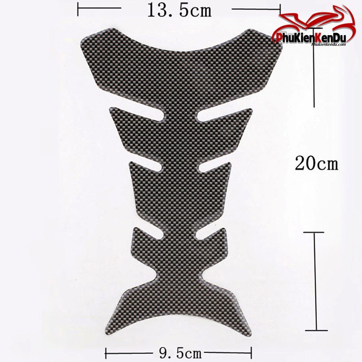 TEM XƯƠNG CÁ CHỐNG TRẦY BÌNH XĂNG XE MÁY 20CM MÀU XÁM