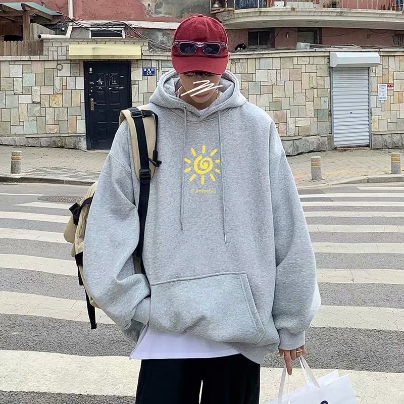 Áo Hoodie Mùa Đông Dáng Rộng Thoải Mái Có Túi Tay Dài In Họa Tiết Thời Trang Nhật Bản Cho Nam Size M-8XL