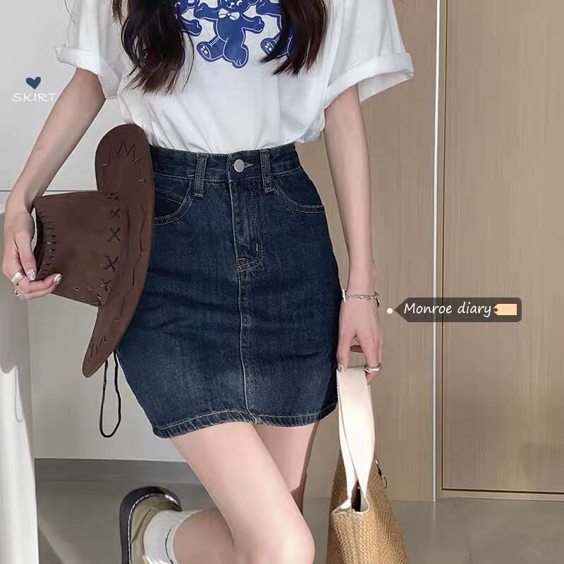 Chân váy bò dáng chữ A ( có ảnh cận chất )
