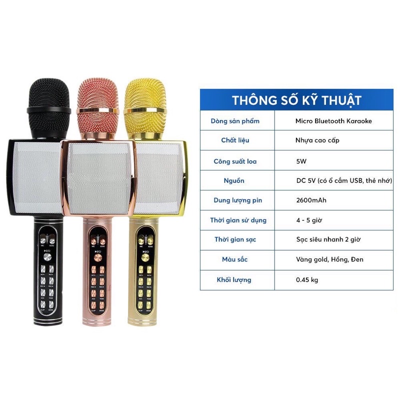 Micro karaoke bluetooth YS 91 - micro không dây - siêu phẩm mic bluetooth karaoke hỗ trợ ghi âm - BH 3 tháng