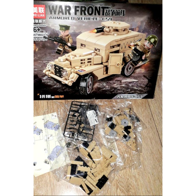 Lắp ráp 1 hộp Lego-War Xe Jeep 98027 có 248 chi tiết bằng nhựa rất đẹp