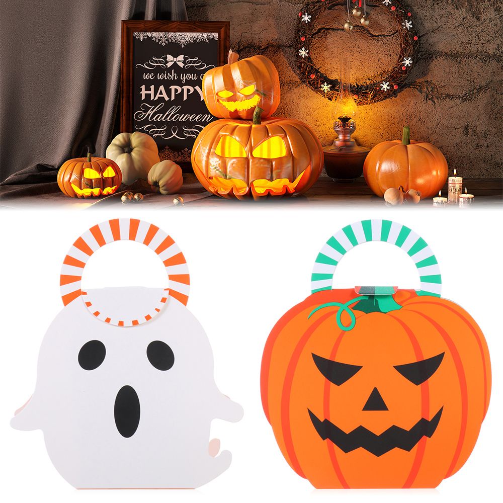 NEONY 1Pcs Ghost Cookie Package Home Decor Snack Food Packing Halloween Candy Box Halloween Party Decoration Pumpkin Gift Box Party Supplies Folding