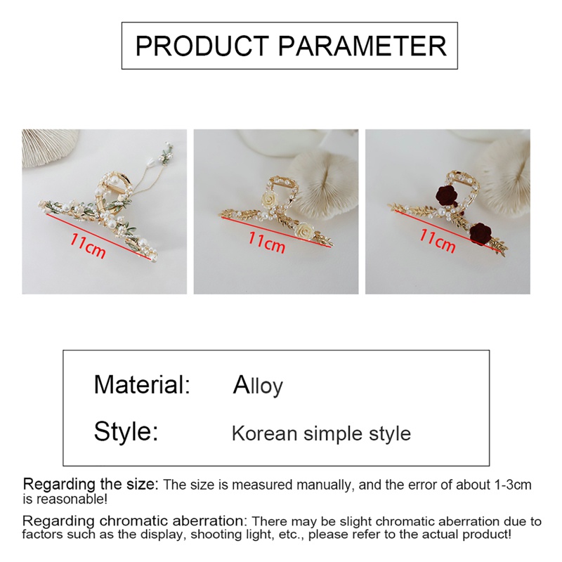 Kẹp Tóc Hoa Hồng Đính Đá / Ngọc Trai Giả Bằng Hợp Kim Thời Trang Cho Nữ