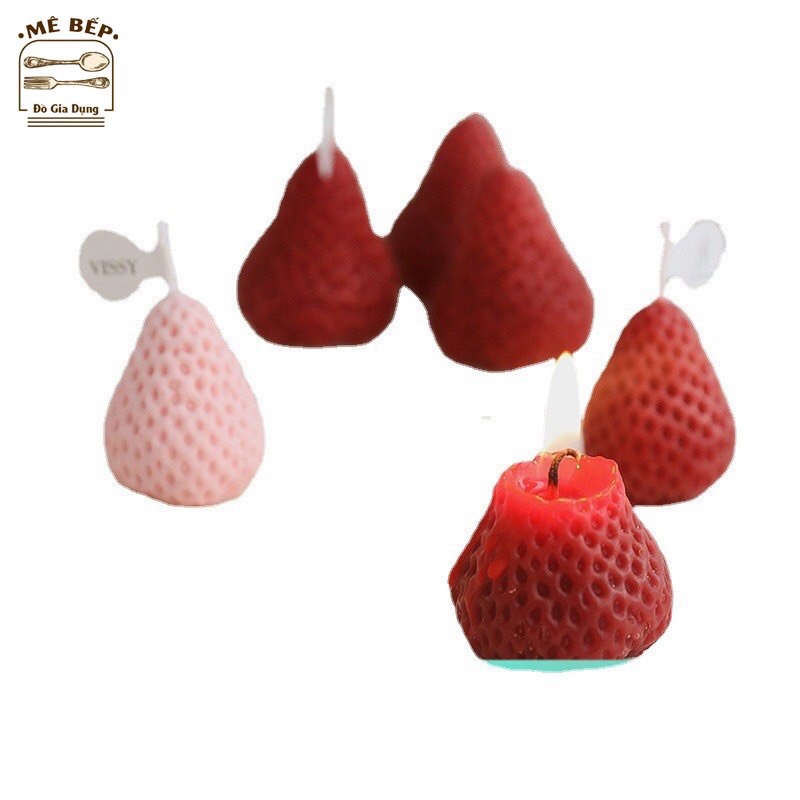 Nến thơm hình quả dâu tây decor phòng, hương thơm thư giãn