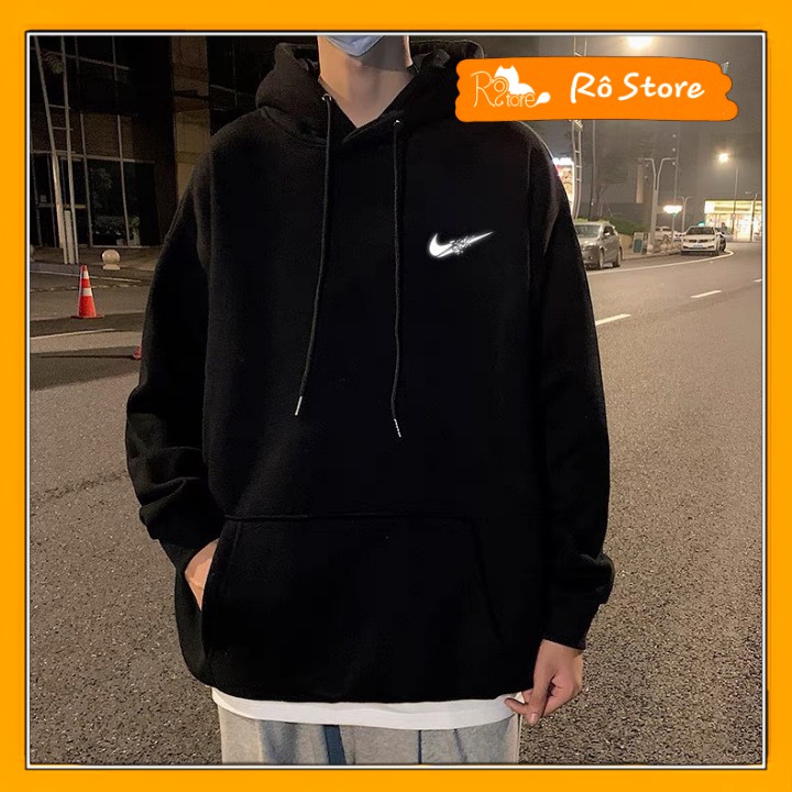 Áo Hoodie Form Rộng Tay Bồng Unisex Nam Nữ , Áo Nỉ Mũ Lót Bông Dày Đẹp In Logo Phản Quang Njk.e Siêu Chất Rô Store HD05