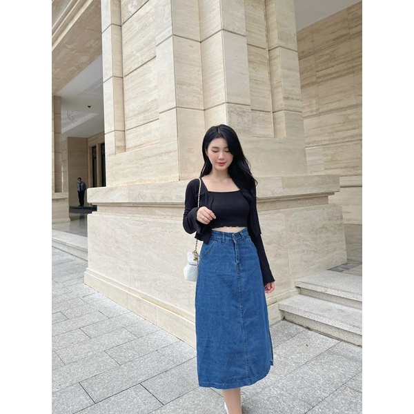 Chân váy jeans dáng dài xẻ tà JIMMY SKIRT