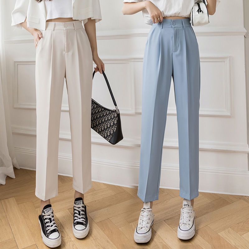 Quần ống suông IELGY lưng cao màu trơn thân thiện với làn da cho nữ