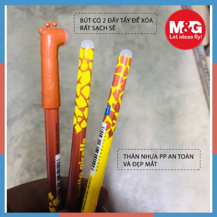 Bút nước xóa được hình hươu cao cổ xinh xắn dễ thương mực xanh M&G 7372, hàng chính hãng