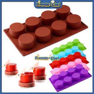 Khuôn Silicon 8 Lỗ/Ô Hình Trụ Làm Bánh mousse