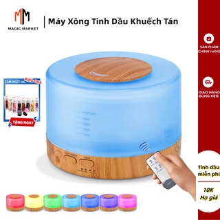 Máy xông tinh dầu khuếch tán tinh dầu phun sương hình trụ trong dung tích 550ml đèn led 7 màu phun sương