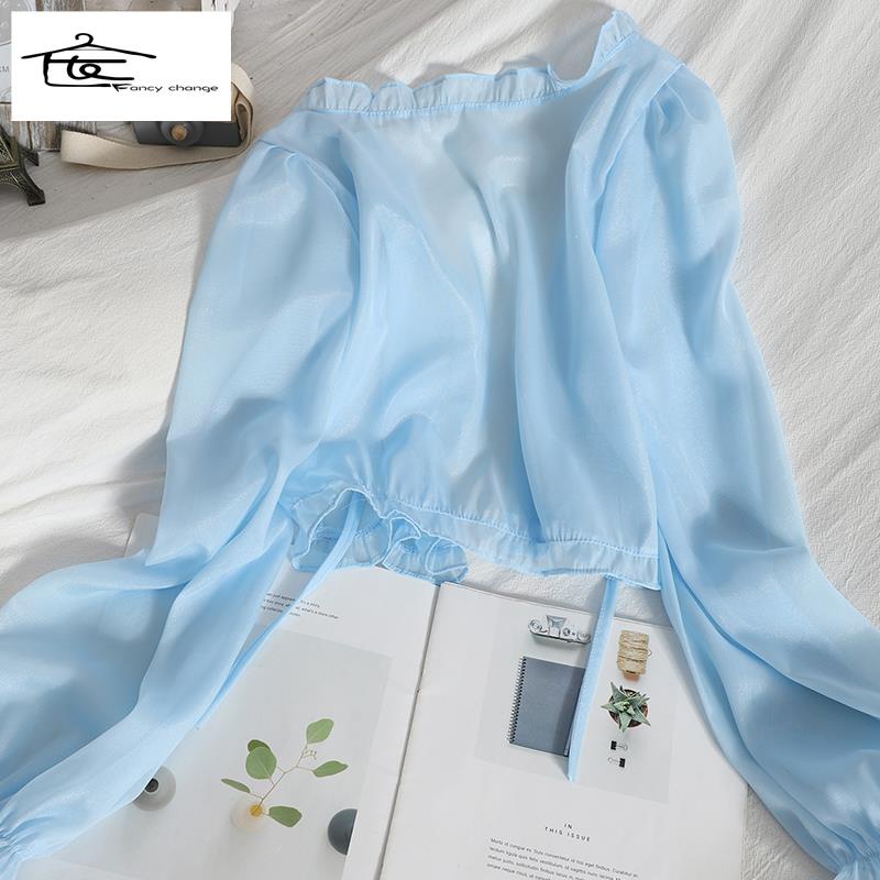 Hàng Có Sẵn Bán Chạy~Áo Cardigan Ngắn Cột Dây Che Nắng Bằng Vải Voan Dễ Phối Đồ Phong Cách Hàn Quốc Nhẹ Nhàng Mùa Hè Cho Nữ