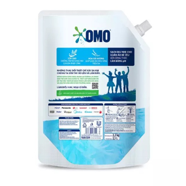 Nước Giặt OMO MATIC Dịu Nhẹ Cho Da Nhạy Cảm túi 2kg