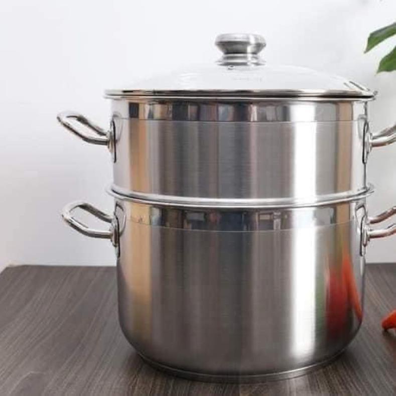 Bộ Xửng Hấp Cao Cấp GOLDBOX Kích Thước 28cm, Hấp Gà, Xôi, Hải Sản