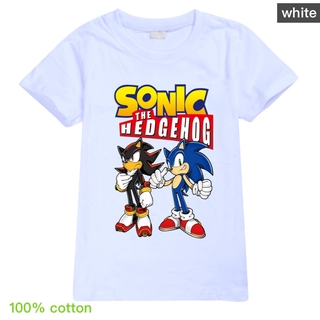 Áo thun 100% cotton in hình hoạt hình nhím sonic cho trẻ em