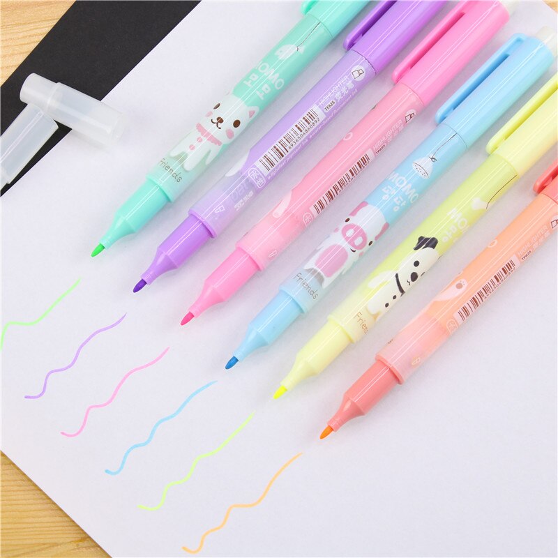 Set 6 Bút Đánh Dấu Kiểu Dáng Hoạt Hình Dễ Thương