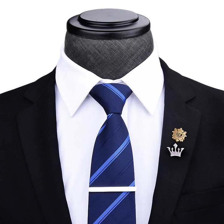 Bộ Quà tặng Cà Vạt cao cấp 8cm tự thắt, Kẹp cà vạt, Ghim cài áo thời trang Nam CCV-06, CCV-15 - AdamZone