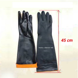 Găng tay cao su đa năng chống axit mạnh , chịu dầu ,chống hóa chất bảo hộ lao động dài 45cm