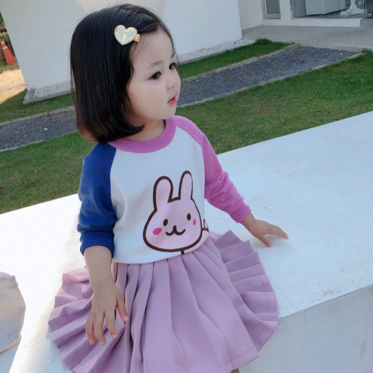 Áo Sweater Dệt Kim Mỏng Dáng Rộng In Hoạt Hình Thời Trang Thu Đông Cho Bé