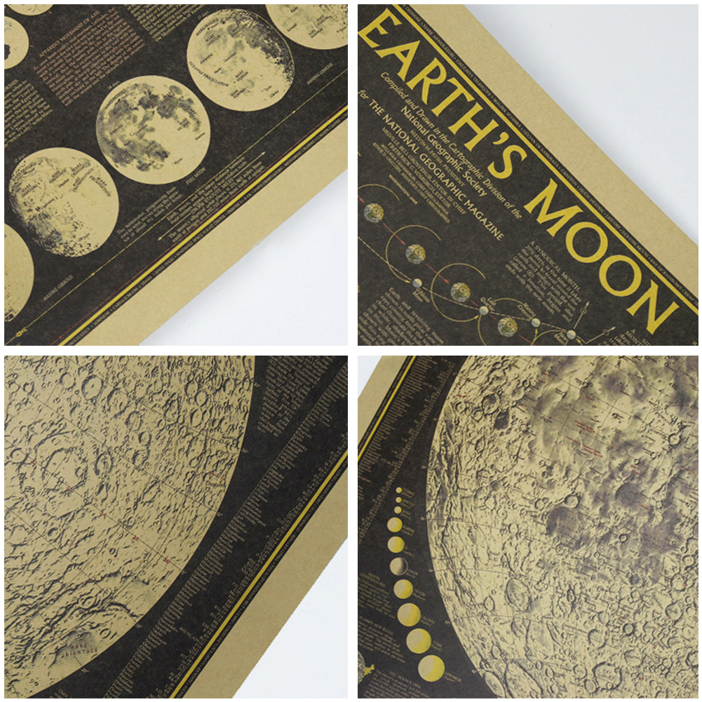 Tranh Treo Tường Hình Bản Đồ Mặt Trăng Cổ Điển