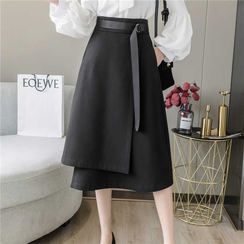Chân Váy Chữ A Dáng Dài Màu Đen Thiết Kế Lệch Tà Size S-xl | BigBuy360 - bigbuy360.vn