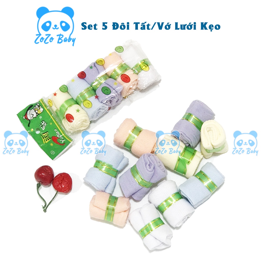 Set 5 đôi tất/vớ lưới kẹo mềm mại,co giãn an toàn cho bé