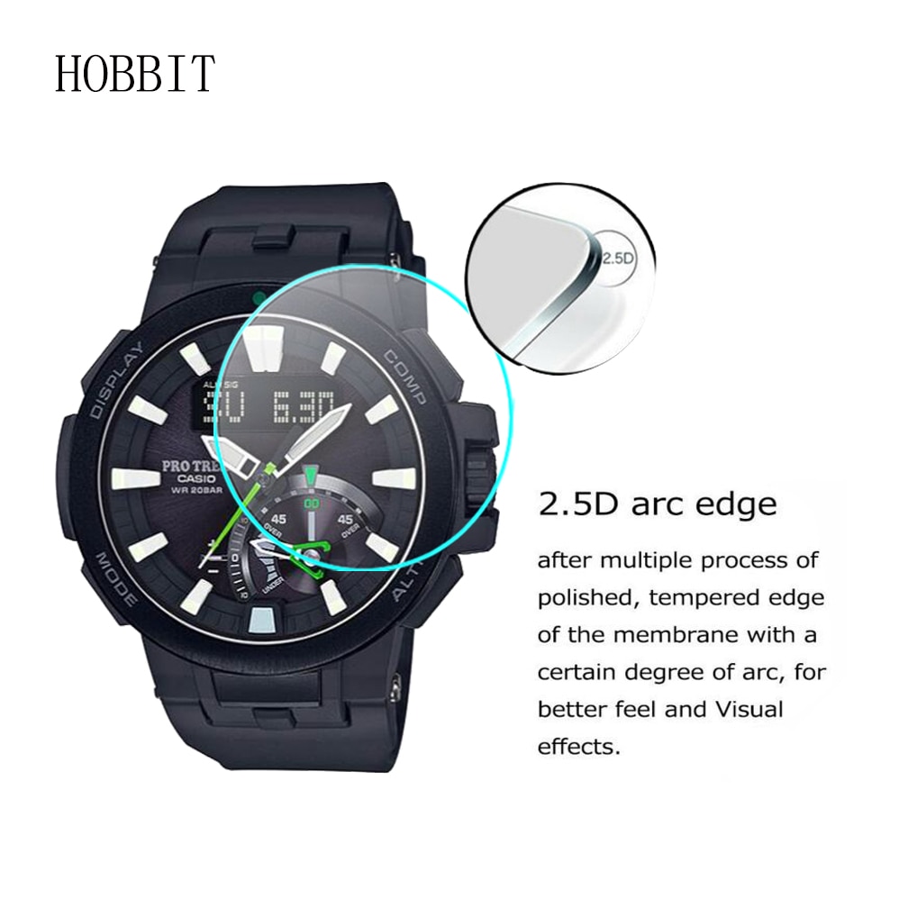 2pcs HD Clear Premium Tempered Glass For Casio PRO TREK PRW-7000 PRW-7000FC PRW7000 Watch Screen Protector 9H Anti-Scratch Glass