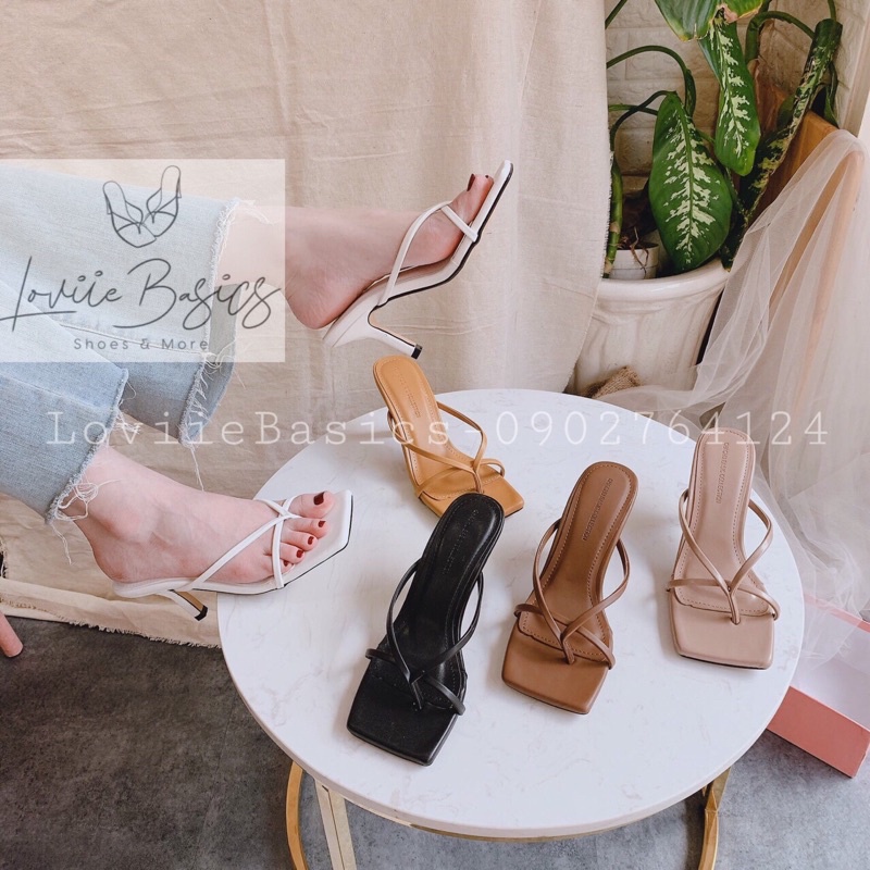 GUỐC CAO GÓT LOVIIE BASICS THỜI TRANG - DÉP NỮ XỎ NGÓN ĐẾ VUÔNG 3 PHÂN DÂY MẢNH D200821 D200720