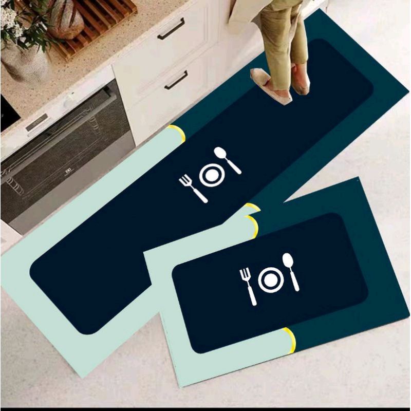 Bộ 2 Thảm Lót Bếp Chùi Chân 3D Cao Cấp Chống Trơn Trượt - Sản Phẩm Chính Hãng Chất Đẹp