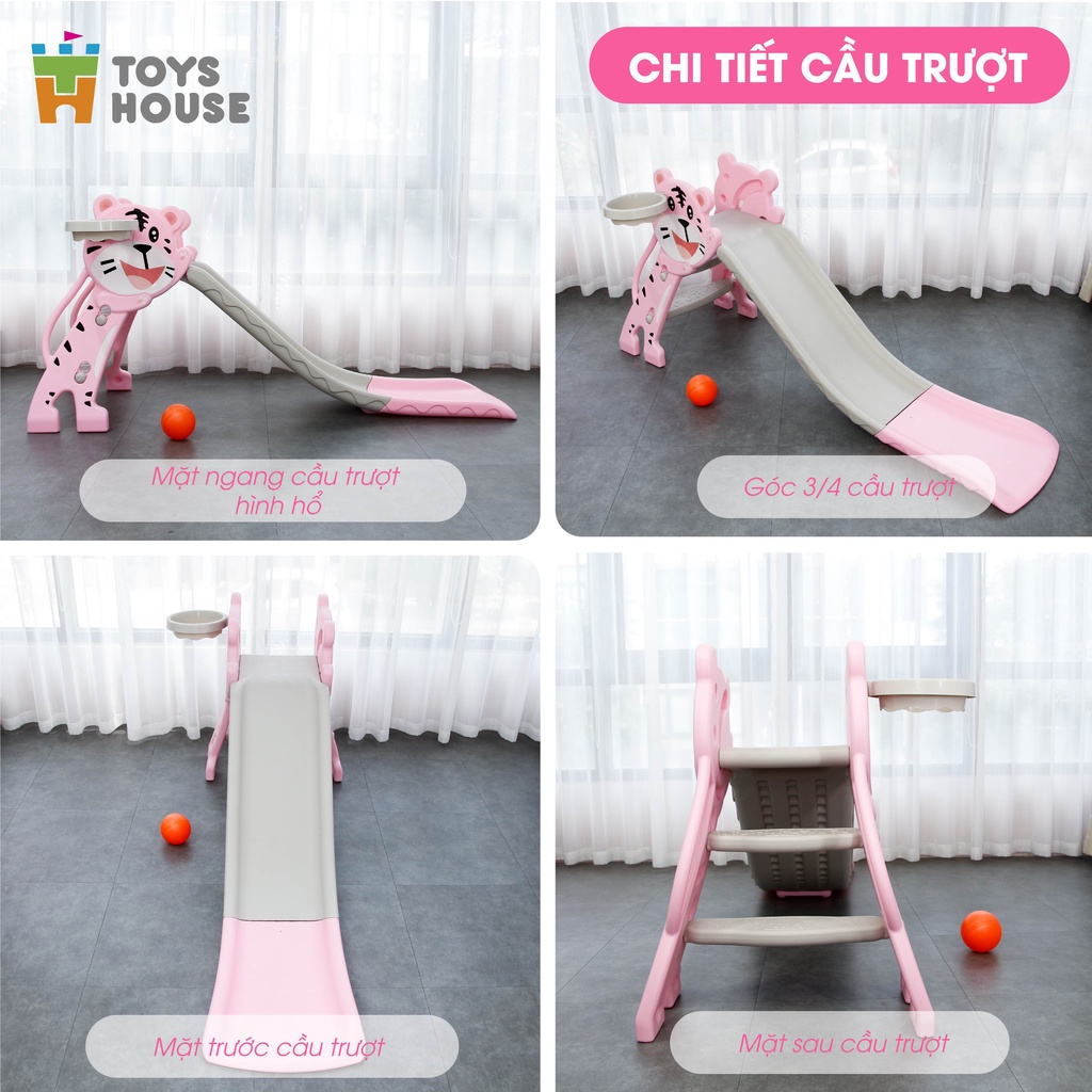 Cầu trượt kèm Khung bóng rổ cho bé Toys House WM19024, hàng chính hãng cao cấp