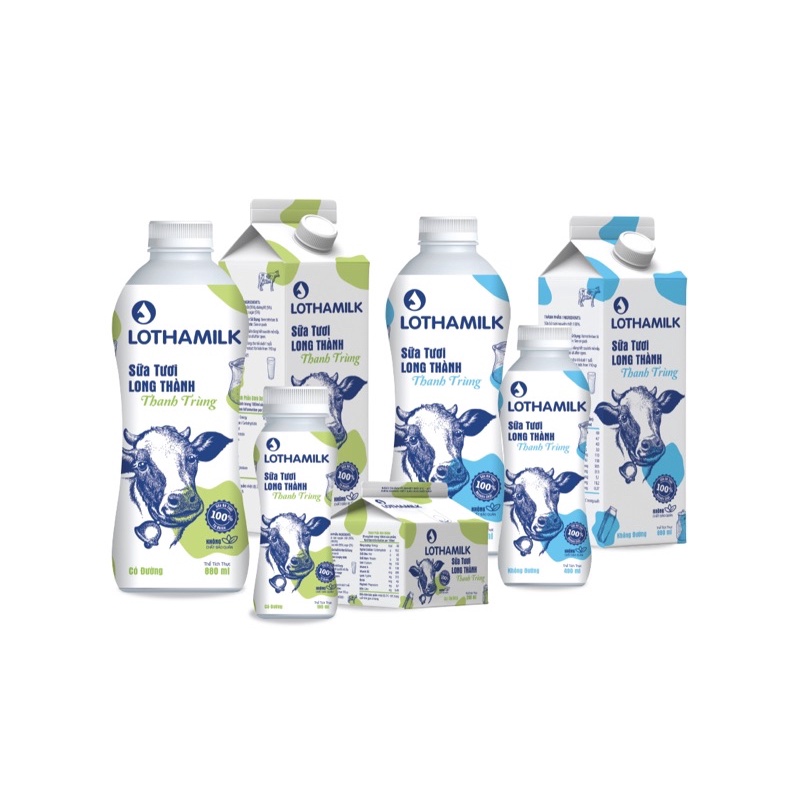 SỮA TƯƠI CÓ ĐƯỜNG LONG THÀNH LOTHAMILK LỐC 4 HỘP*180ML