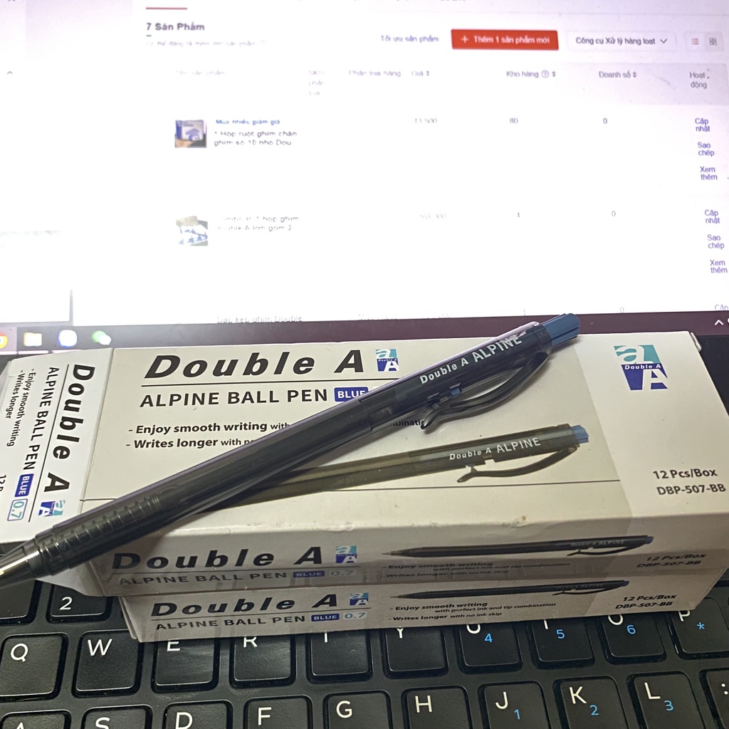 01 Chiếc Bút bi Alpine Double A bút bi ngòi 0.7mm nét đậm xanh giá rẻ