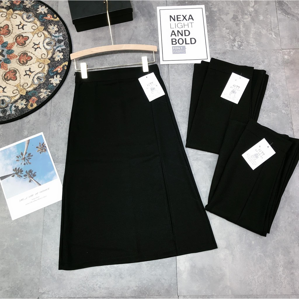 Chân Váy Dáng Dài XẺ TRƯỚC Vải Tuyết Mưa