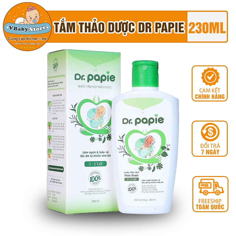 Sữa tắm gội cho bé -Sữa tắm thảo dược Dr Papie cho trẻ sơ sinh giúp làn da bé luôn mềm mại thơm mát