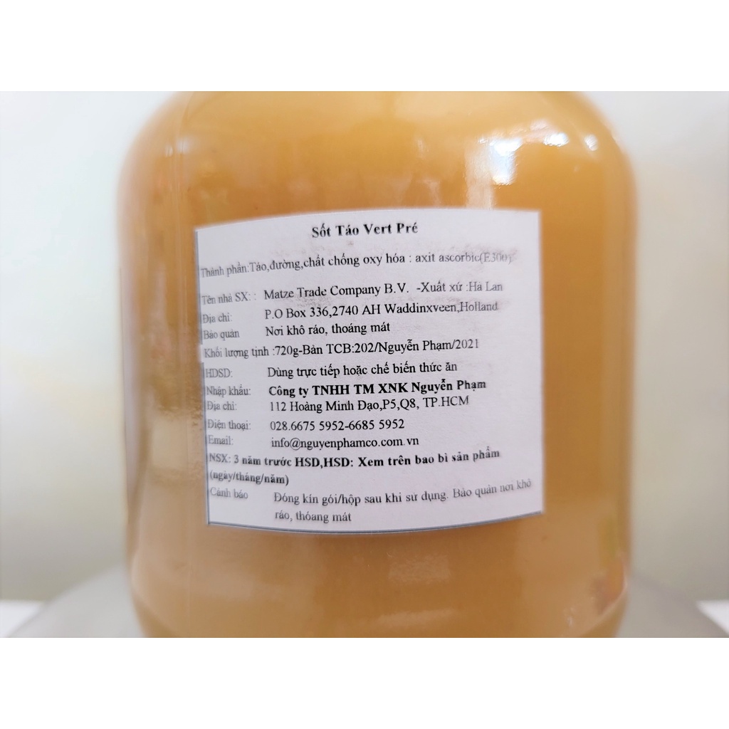 [Lọ 720ml] XỐT TÁO [Netherlands] VERT PRE (Appelmoes) Apple Sauce (nph-hk)