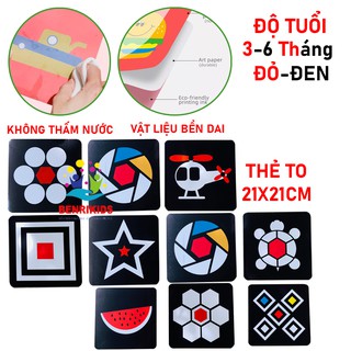 Bộ Đồ Chơi Hình Tương Phản Kích Thích Thị Giác Cho Trẻ Từ 3 Đến 6 Tháng Tuổi Đỏ Đen Kích Thước 21x21cm